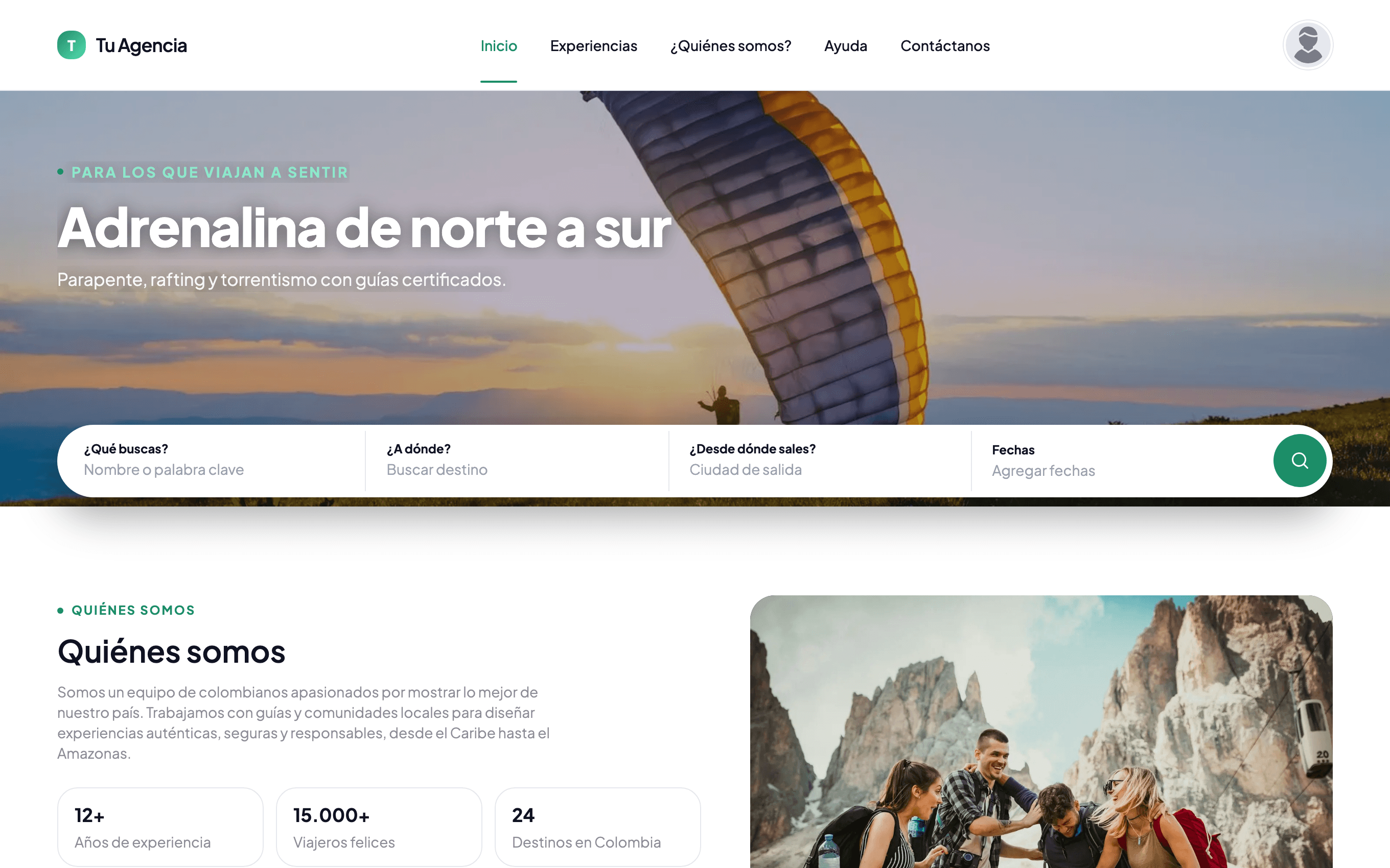 Sitio de una agencia con su propia marca, hecho en Tripii